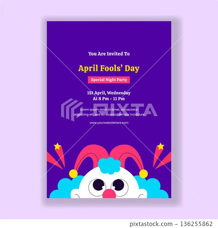 Invitation Design Happy April Fools Day Hand Drawn Flat Cartoon Illustration Invitation Design Happy April Fools Day Hand Drawn Flat Cartoon Illustration 136255862