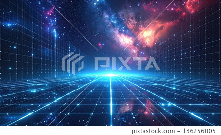 A digital abstract technology background featuring blue binary code and a glowing grid pattern with light effects to create a futuristic communication and science concept illustration A digital abstract technology background featuring blue binary code and a glowing grid pattern with light effects to create a futuristic communication and science concept illustration 136256005