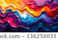Vibrant abstract background featuring colorful blue waves and liquid paint swirls with a flowing light texture for a modern wallpaper design 136256035