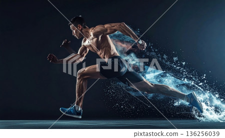 Young woman dancing with fitness and fashion flair as a beauty model performs an aerobic jump motion in a studio pose 136256039