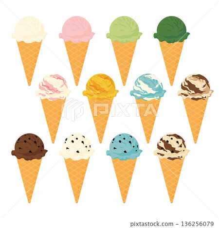 各種口味冰淇淋的向量插圖集 各種口味冰淇淋的向量插圖集 136256079