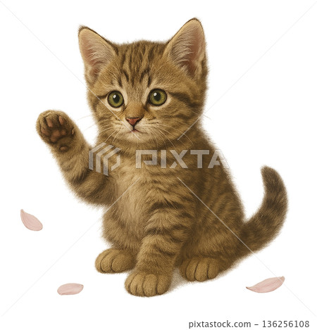 小貓玩櫻花花瓣 136256108