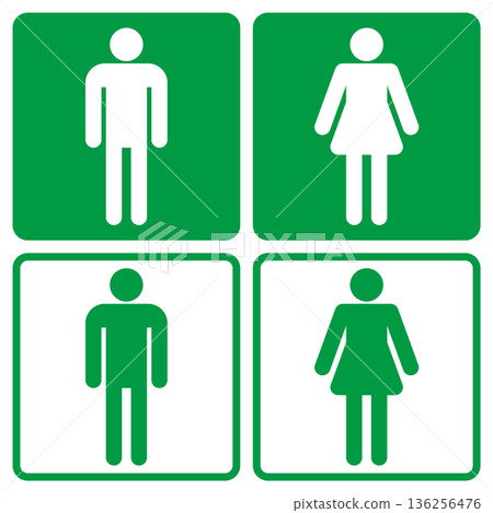 廁所標誌 男 女 套裝 象形圖圖示 正方形 136256476