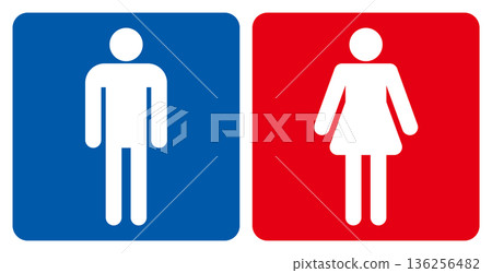 Toilet sign male female set pictogram icon square Toilet sign male female set pictogram icon square 136256482