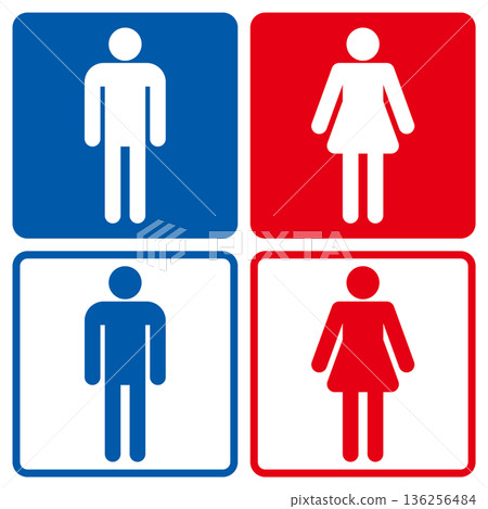 廁所標誌 男 女 套裝 象形圖圖示 正方形 136256484