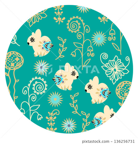 Cartoon pattern with cute bunnyes, png Cartoon pattern with cute bunnyes, png 136256731