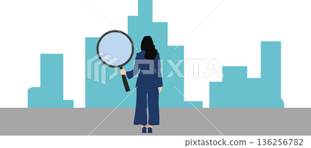 Illustration of a businesswoman analyzing data 136256782