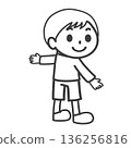 Line drawing illustration of a boy without a school bag 136256816
