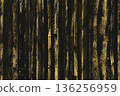 Abstract background with gold brush stroke stripes. Black background Japanese style dark banner 136256959