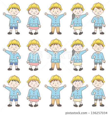 身穿校服、罩衫和全身服飾的兒童 身穿校服、罩衫和全身服飾的兒童 136257034