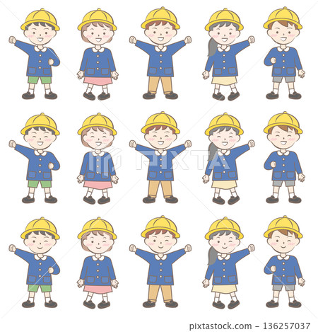 身穿校服、罩衫和全身服飾的兒童 身穿校服、罩衫和全身服飾的兒童 136257037