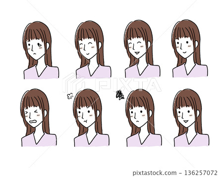 8 types of female facial expressions 136257072