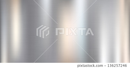 Brushed stainless steel texture with vertical silver gradient light reflections 136257246