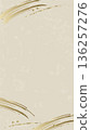 A vertically-oriented Japanese-style background illustration featuring a gold brush-painted design on a Japanese paper background. 136257276