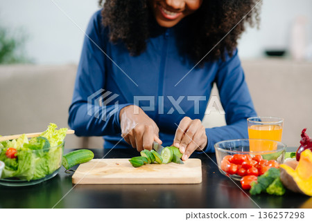 Healthy cooking, featuring fresh fruits, vegetables, and a blender. Perfect for themes of nutrition, wellness Healthy cooking, featuring fresh fruits, vegetables, and a blender. Perfect for themes of nutrition, wellness 136257298