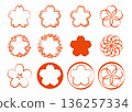 Japanese style cherry blossom icon set 136257334