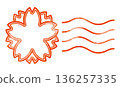 Cherry blossom postmark stamp icon 136257335