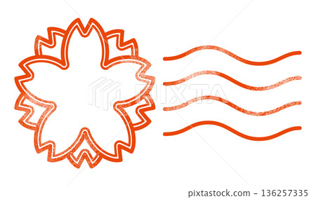 Cherry blossom postmark stamp icon Cherry blossom postmark stamp icon 136257335