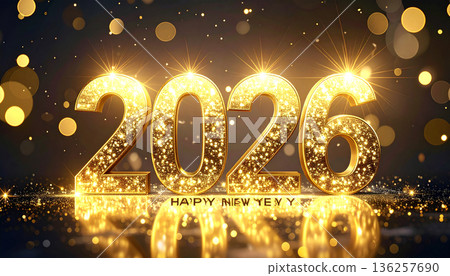 Happy New Year 2026 Golden Celebration Background 136257690