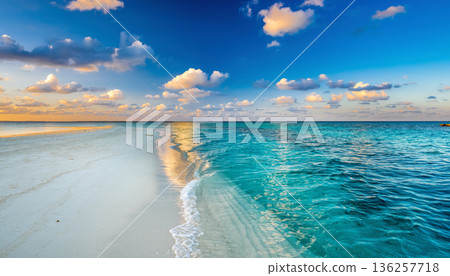 Tropical Beach with Clear Turquoise Ocean Tropical Beach with Clear Turquoise Ocean 136257718