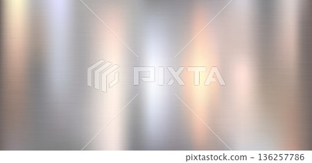 Silver brushed stainless steel texture with vertical gradient color reflections Silver brushed stainless steel texture with vertical gradient color reflections 136257786
