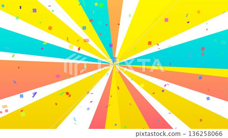 Concentrated lines, confetti, yellow, radial, background, illustration Concentrated lines, confetti, yellow, radial, background, illustration 136258066