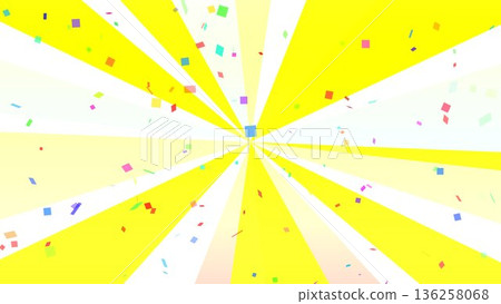 Concentrated lines, confetti, yellow, radial, background, illustration Concentrated lines, confetti, yellow, radial, background, illustration 136258068