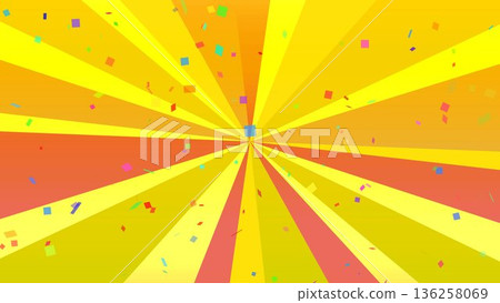Concentrated lines, confetti, yellow, radial, background, illustration Concentrated lines, confetti, yellow, radial, background, illustration 136258069