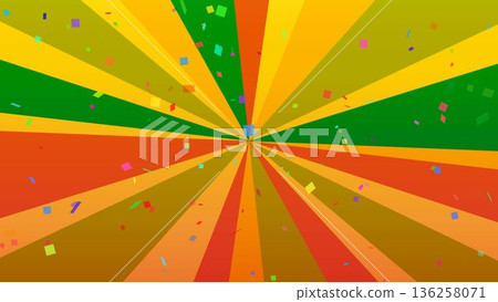 Concentrated lines, confetti, yellow, radial, background, illustration Concentrated lines, confetti, yellow, radial, background, illustration 136258071