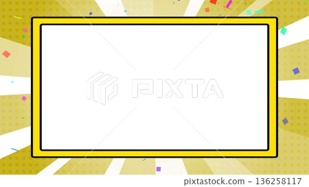 Concentrated lines, confetti, yellow, radial, background, illustration 136258117
