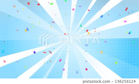 Concentrated lines, confetti, yellow, radial, background, illustration Concentrated lines, confetti, yellow, radial, background, illustration 136258124