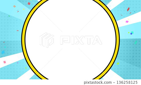 Concentrated lines, confetti, yellow, radial, background, illustration 136258125