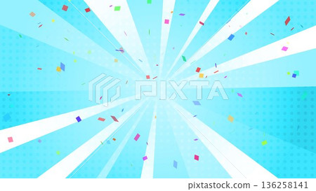 Concentrated lines, confetti, yellow, radial, background, illustration Concentrated lines, confetti, yellow, radial, background, illustration 136258141