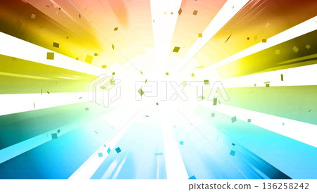 集中的線條、五彩紙屑、黃色、輻射、放射狀、背景、插圖、輻射、金色 136258242