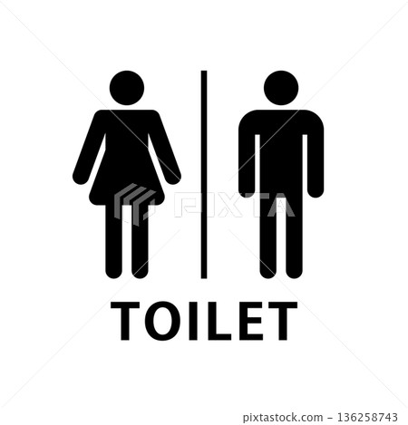 帶有文字的簡易廁所標誌象形圖 136258743
