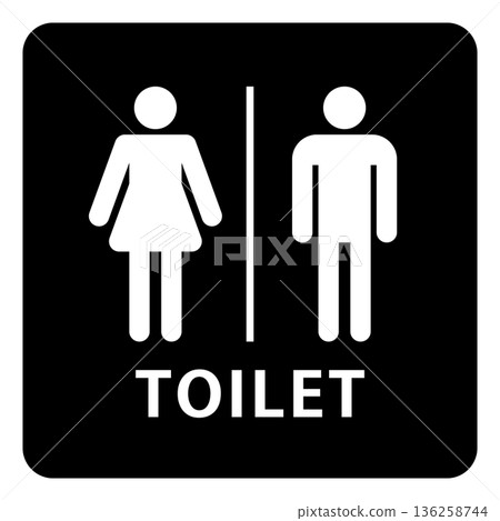 Simple toilet sign pictogram with text Simple toilet sign pictogram with text 136258744