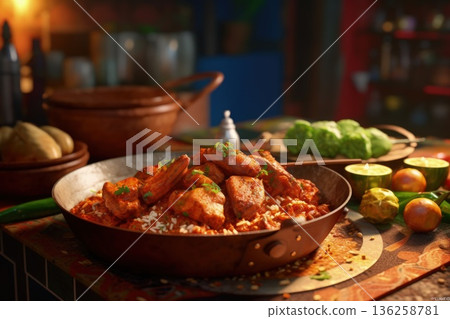 Yassa Chicken - West African Delicacy and Ingredients 136258781