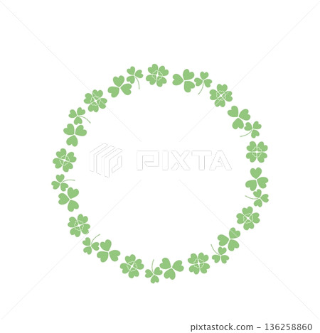 Hand-drawn clover circular frame material 136258860