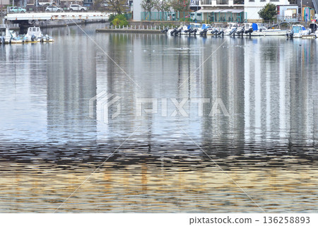 Ebigawa pleasure boat mooring area seen from below the Keiyo Road 136258893