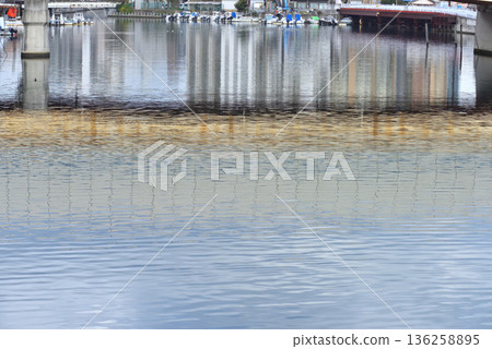 Ebigawa pleasure boat mooring area seen from below the Keiyo Road 136258895