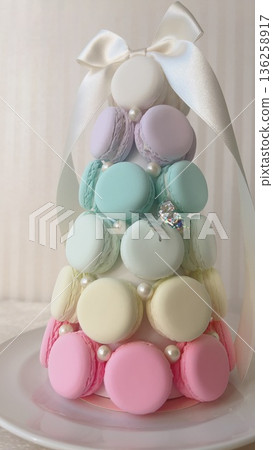 Macaron Tower Happy Rainbow Fake Sweets 136258917