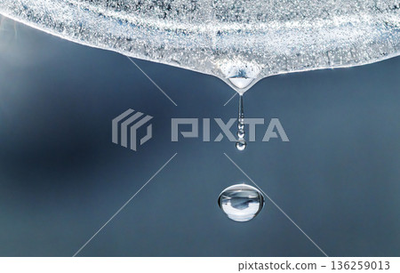 A drop of water falling from a ice A drop of water falling from a ice 136259013