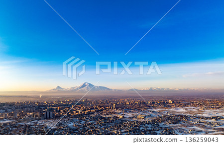 A Yerevan city with a Ararat mountain in the background 136259043