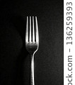 A fork is shown in a black and white photo 136259393