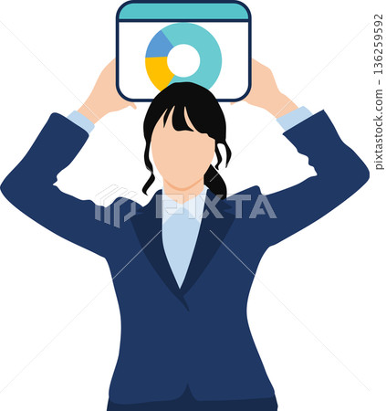 Illustration of a businesswoman analyzing data Illustration of a businesswoman analyzing data 136259592