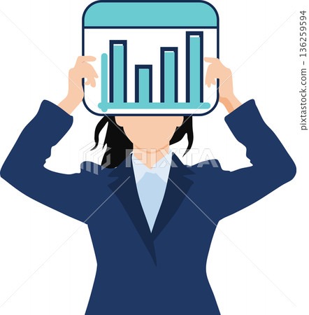 Illustration of a businesswoman analyzing data 136259594