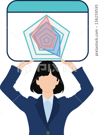 Illustration of a businesswoman analyzing data Illustration of a businesswoman analyzing data 136259595