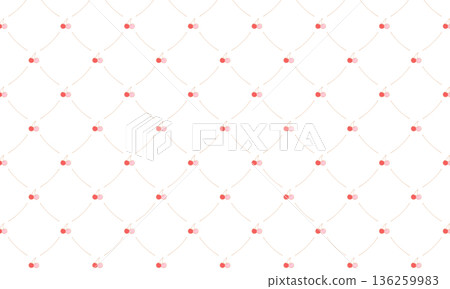 A checkered pattern of overlapping red and pink cherry stems 136259983