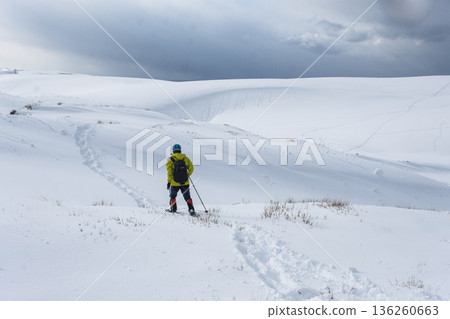 Image of snowshoe trekking Snow scene of Tottori Sand Dunes 136260663