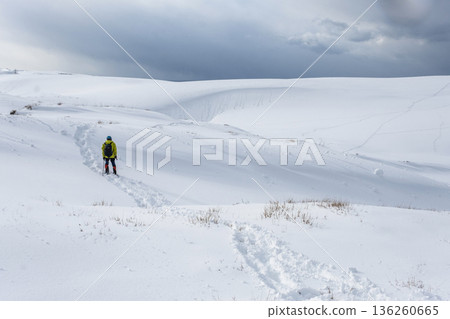 Image of snowshoe trekking Snow scene of Tottori Sand Dunes 136260665